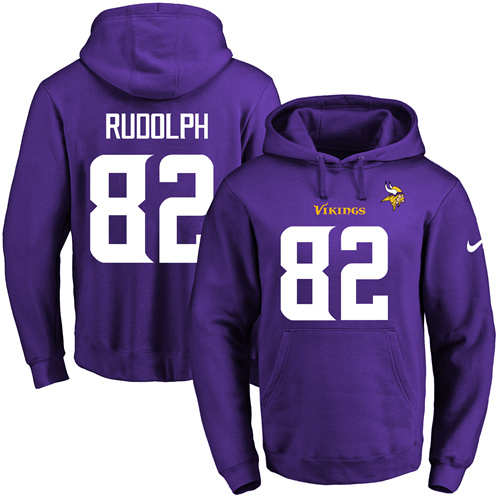 Nike Vikings #82 Kyle Rudolph Purple Name & Number Pullover NFL Hoodie - Click Image to Close
